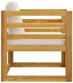 vidaXL Καρέκλα Κήπου από Μασίφ Ξύλο Ακακίας με Κρεμ Μαξιλάρια