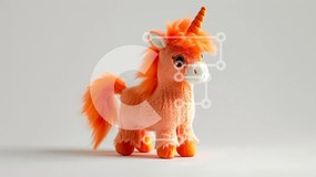 Intra Συλλεκτικό Ξύλινο Παζλ Plywood  4mm - Λούτρινο Πορτοκαλί Παιχνίδι Μονόκερος Σε Ξύλινο Κουτί - Διαστάσεις: 10x10 cm – 25 κομμάτια