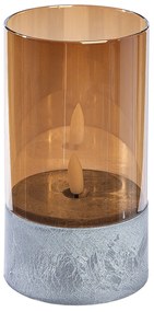 Θήκη Ρεσώ Με LED Φλόγα Καφέ Γυαλί 12.5cm | Συσκευασία 1 τμχ