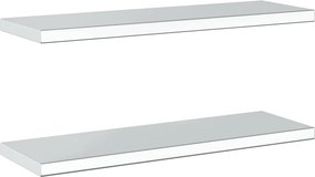 vidaXL Ράφια Τοίχου 2Τεμ. Ασημί 75x23,5 εκ. Ανοξείδωτο Ατσάλι
