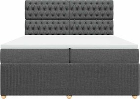 vidaXL Κρεβάτι Boxspring με Στρώμα Σκούρο Γκρι 200x200 εκ. Υφασμάτινο