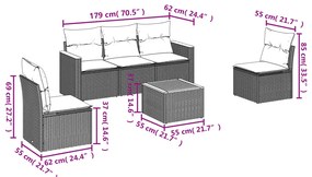 vidaXL Σετ Καναπέ Κήπου 6 τεμ. Μικτό Μπεζ Συνθετικό Ρατάν με Μαξιλάρια