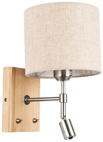 01496 GloboStar® ELEGANT 01496 Μοντέρνο Επιτοίχιο Φωτιστικό Απλίκα με Ρυθμιζόμενο Σώμα LED Δίφωτο 1 x E27 IP20 Μπεζ Ύφασμα με Ασημί Μέταλλο - Μ18 x Π24 x Υ29cm