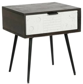 Κομοδίνο DKD Home Decor 45 x 38 x 50 cm Μαύρο Μέταλλο Λευκό Ξύλο από Μάνγκο Wengue