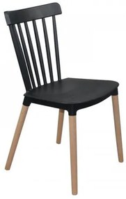 LINA Καρέκλα Τραπεζαρίας - Κουζίνας, PP Μαύρο, Πόδια Οξιά Φυσικό ΕΜ1391,2
