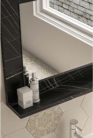 Stewehome Μαύρος Καθρέπτης Μπάνιου με Ράφι 60x45 cm