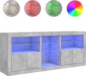 vidaXL Ντουλάπι με LED Γκρι Σκυροδέματος 162x37x67 εκ.