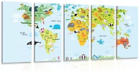 5 μέρη εικόνα παγκόσμιο χάρτη με ζώα