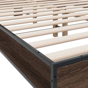 Πλαίσιο Κρεβατιού Καφέ Δρυς 140x200 εκ. Επεξ. Ξύλο &amp; Μέταλλο - Καφέ