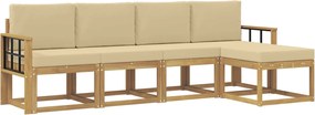 vidaXL Σειρά Καναπέ Εξωτερικού με μαξιλάρι 5 pcs Λευκό και Μπεζ