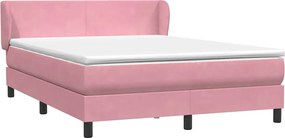 vidaXL Box Spring κρεβάτι με στρώμα ροζ 140x220 cm Βελούδινο