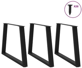 vidaXL Πόδια Τραπεζαρίας Σχήματος V 3 τεμ. Μαύρο 100x (72-73,3) εκ. Ατσάλι