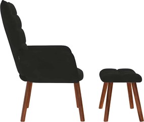vidaXL Πολυθρόνα Χαλάρωσης με Σκαμπό από Μαύρο Βελούδο