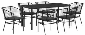 vidaXL Σέτ φαγητού για κήπο 7 pcs Μαύρο συνθετικό ρατάν