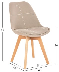 Καρέκλα VEGAS Πόδια Οξιάς και Μπέζ ύφασμα 48x58x80Υεκ. 4αδα 48x58x80 εκ.