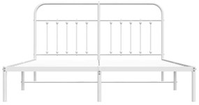 Πλαίσιο Κρεβατιού με Κεφαλάρι Λευκό 180x200 εκ. Μεταλλικό - Λευκό