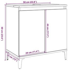 Ντουλάπι νιπτήρα Παλιό ξύλο 58x33x60 cm Κατασκευασμένο ξύλο - Καφέ