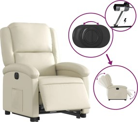 vidaXL Πολυθρόνα Ηλεκτρ. Ανακλινόμενη με Ανύψωση Κρεμ Συνθ.Δέρμα
