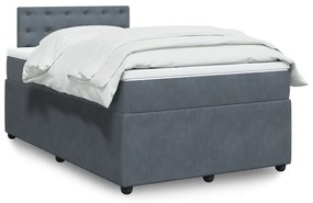 Κρεβάτι Boxspring με Στρώμα Σκούρο Γκρι 120x190 εκ. Βελούδινο - Γκρι