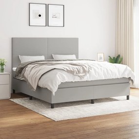 Κρεβάτι Boxspring με Στρώμα Ανοιχτό Γκρι 180x200 εκ. Υφασμάτινο