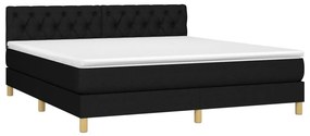 vidaXL Κρεβάτι Boxspring με Στρώμα &amp; LED Μαύρο 160x200 εκ. Υφασμάτινο