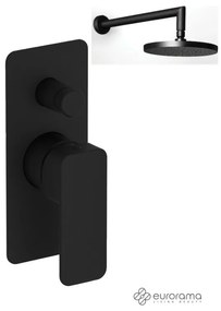 Eurorama Quadra Black Matt Ανακλινόμενη κεφαλή Ø30εκ.+Μίκτης εντοιχισμού 2 εξόδων με εκτροπέα