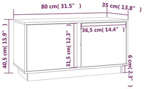 Έπιπλο Τηλεόρασης Γκρι 80x35x40,5 εκ. από Μασίφ Ξύλο Πεύκου - Γκρι