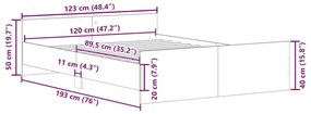 Πλαίσιο κρεβατιού χωρίς στρώμα 120x190 εκ. Επεξεργασμένο Ξύλο - Καφέ