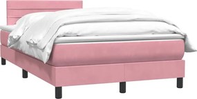vidaXL Box Spring κρεβάτι με στρώμα ροζ 120x220 cm Βελούδινο