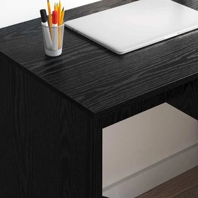 vidaXL Γραφείο με ράφι Μαύρη Οξυά 90 x 49 x 75 εκ Επεξεργασμένο ξύλο