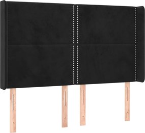 vidaXL Κρεβάτι Boxspring με Στρώμα &amp; LED Μαύρο 140x200 εκ. Βελούδινο