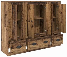 vidaXL Highboard με συρτάρι 3 pcs Παλιό Ξύλο Επεξεργασμένο ξύλο