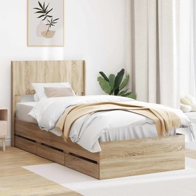 vidaXL Καλάθι με αποθήκη και κεφαλάρι Sonoma Δρυς 90 x 200 cm