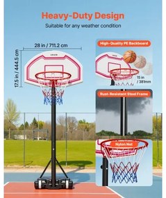 VEVOR Portable Basketball Stand, 1.6 to 2.1m Height Adjustment Basketball Hoop &amp; Goal, Kids Adjustable Basketballs Hoop with Nylon Net &amp; Rolling Wheels, Portable Backboard Set for Patios, Poolside