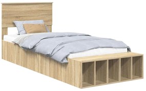 vidaXL Σκελετός Κρεβατιού Δρύς Sonoma 75 x 190 cm Επεξεργασμένο ξύλο
