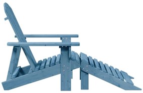 vidaXL Καρέκλα Adirondack με Υποπόδιο Μπλε από Ξύλο Ελάτης