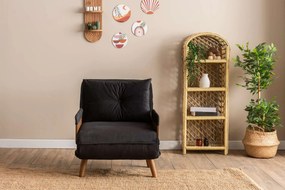 Πολυθρόνα-Κρεβάτι Μαύρο COSMO SINGLE 77x70x82