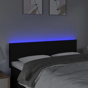 Κεφαλάρι Κρεβατιού LED Μαύρο 144x5x78/88 εκ. Υφασμάτινο - Μαύρο
