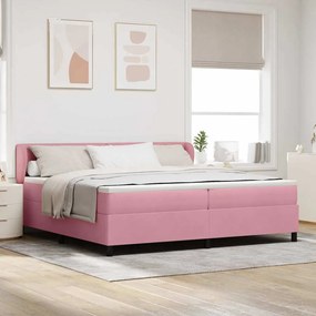 κρεβάτι box spring vidaXL με στρώμα ροζ 200x200 εκ. βελούδο
