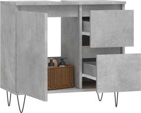 vidaXL Ντουλάπι Μπάνιου Γκρι Σκυροδέματος 65x33x60 εκ. Επεξ. Ξύλο