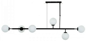 Φωτιστικό Οροφής-Ράγα 6170-6 130x70cm 6xG9 Black-White Inlight Metal, Glass