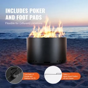 VEVOR Smokeless Fire Pit Stove Bonfire 71,1 cm Dia Wood Καύση Ανοξείδωτο