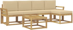 vidaXL Σειρά Καναπέ Εξωτερικού με μαξιλάρι 6 pcs Λευκό και Μπεζ
