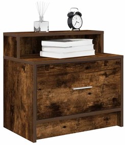 Κομοδίνα με συρτάρι 2 τεμ. Καπνιστή Δρυς 51x31x47 εκ.