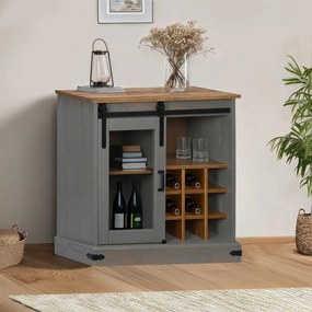 vidaXL Sideboard HALDEN με συρόμενη πόρτα γκρι 80x40x80 cm μασίφ ξύλο