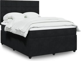 vidaXL Κρεβάτι Boxspring με Στρώμα Μαύρο 160x200 εκ. Βελούδινο