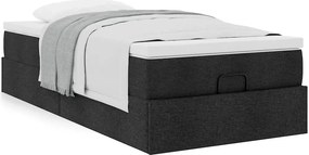 vidaXL Οθωμανικό κρεβάτι με στρώμα Μαύρο 100x200cm Ύφασμα