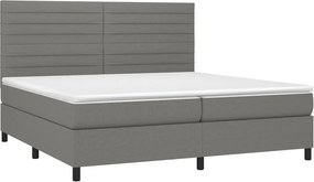 vidaXL Κρεβάτι Boxspring με Στρώμα Σκούρο Γκρι 200x200 εκ. Υφασμάτινο