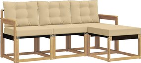vidaXL Σειρά Καναπέ Εξωτερικού με μαξιλάρι 4 pcs Λευκό και Μπεζ