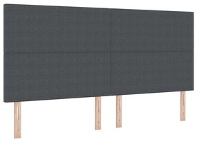 vidaXL LED κεφαλάρι με φώτα λωρίδας LED Σκούρο γκρι 200 cm ύφασμα